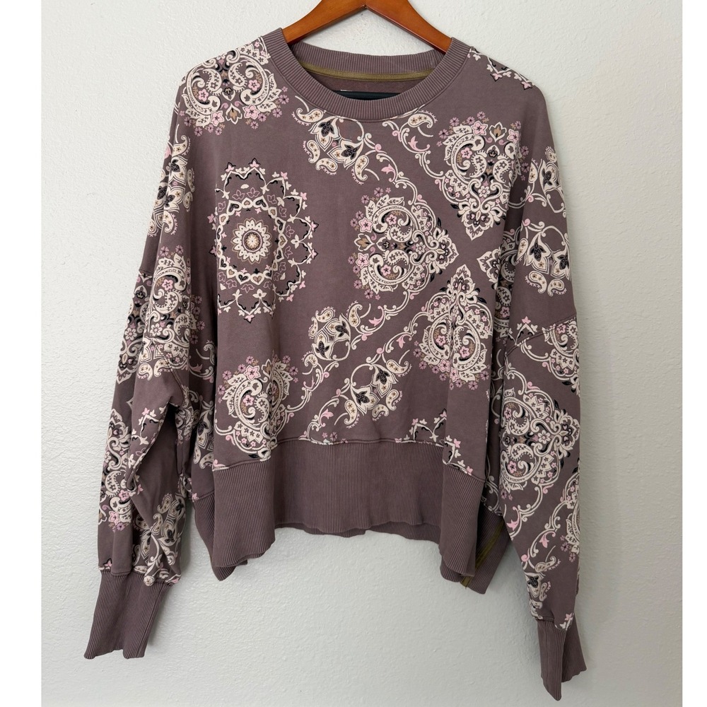 American Eagle Seriously Lived-In Paisley Mandala Sweatshirt Mauve Womens Medium